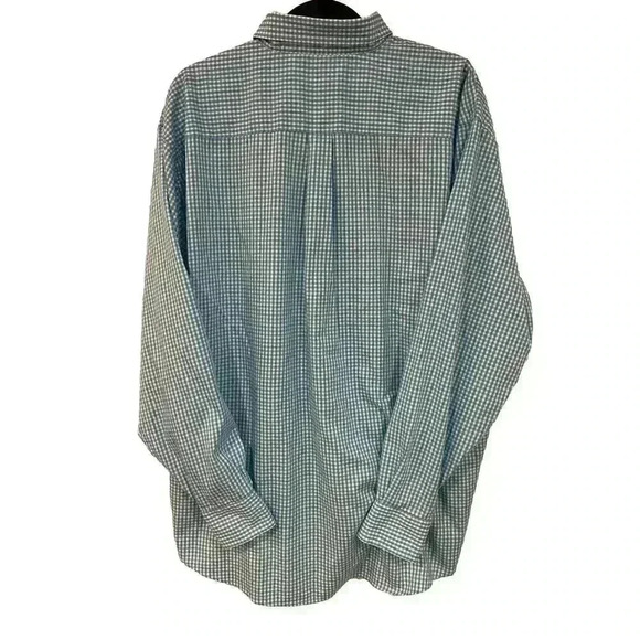 PETER MILLAR 2XL Aqua Blue Plaid Button Long Sleeve Dress Golf Shirt - Picture 2 of 4